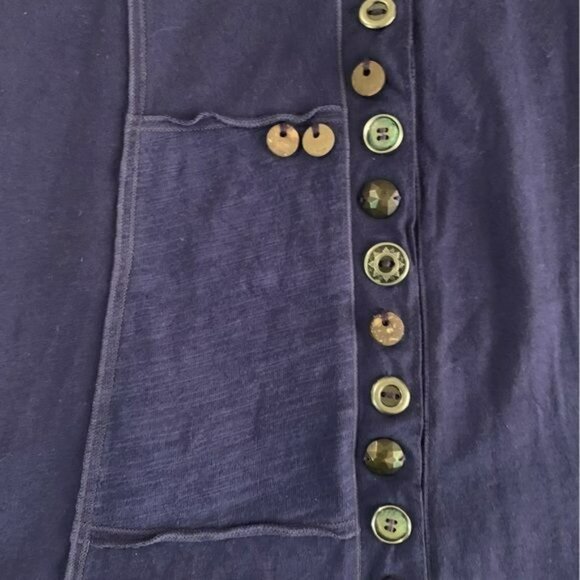 Neon Buddha purple asymmetrical button down long sleeve tunic top -S - Picture 7 of 10